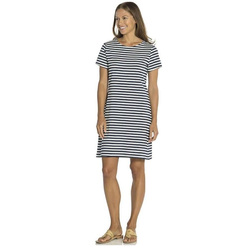 Sail to Sable Striped Short Sleeve Dress Medium